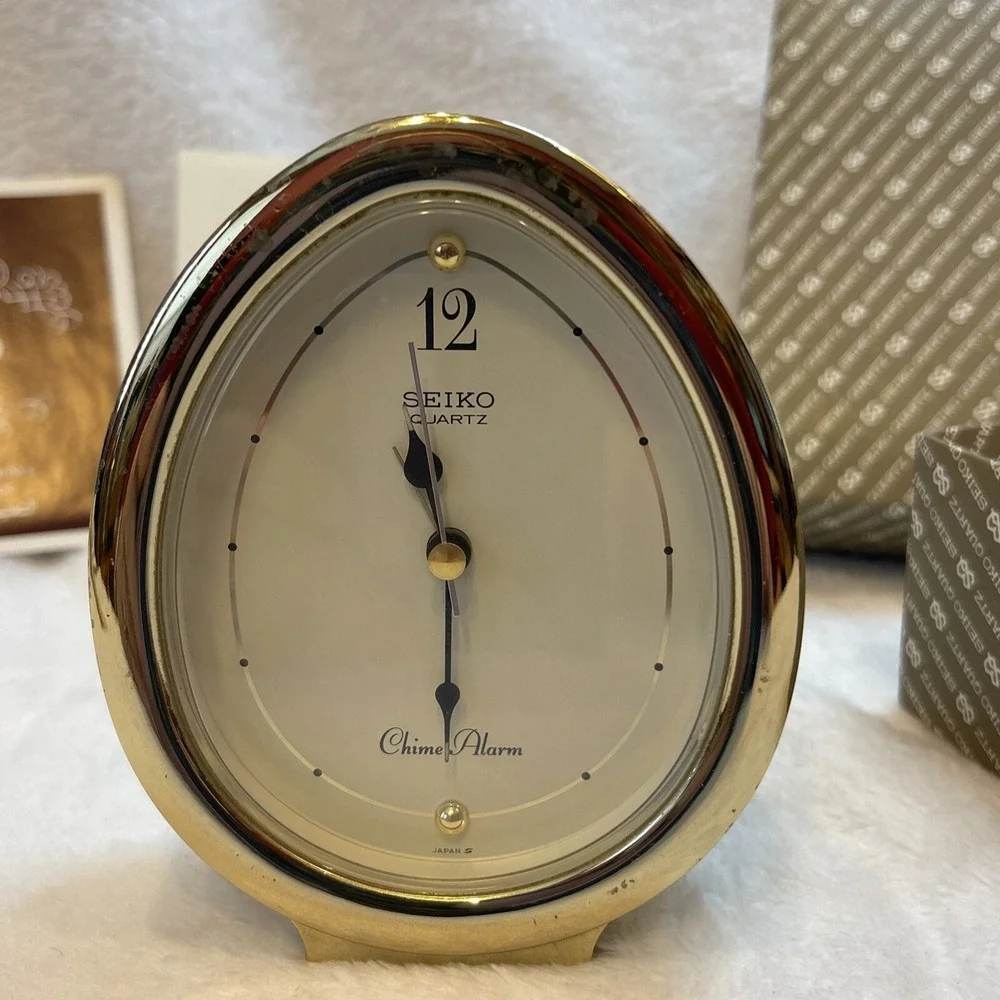 FOR PARTS Vintage Seiko Quartz‎ Chime Alarm Clock Gold Tone